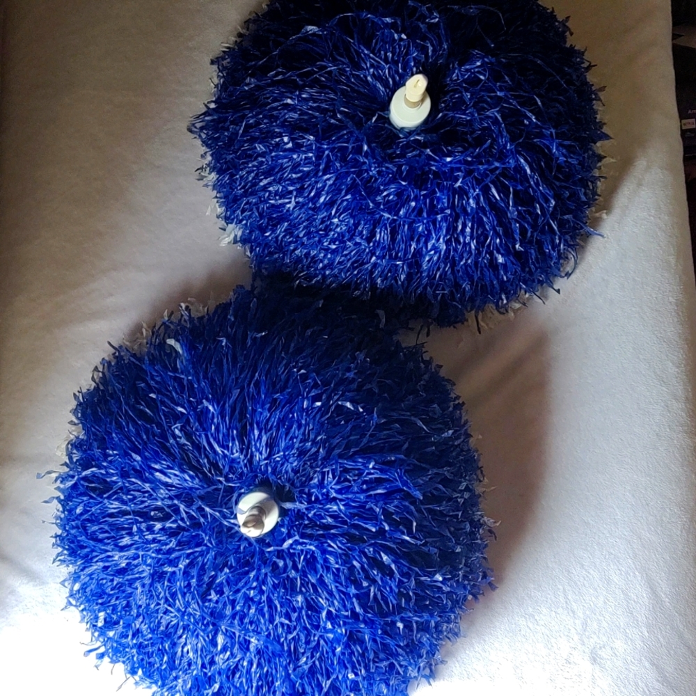 Muted Blue/Purple White Vintage Cheerleading Pom Pom Set 80s